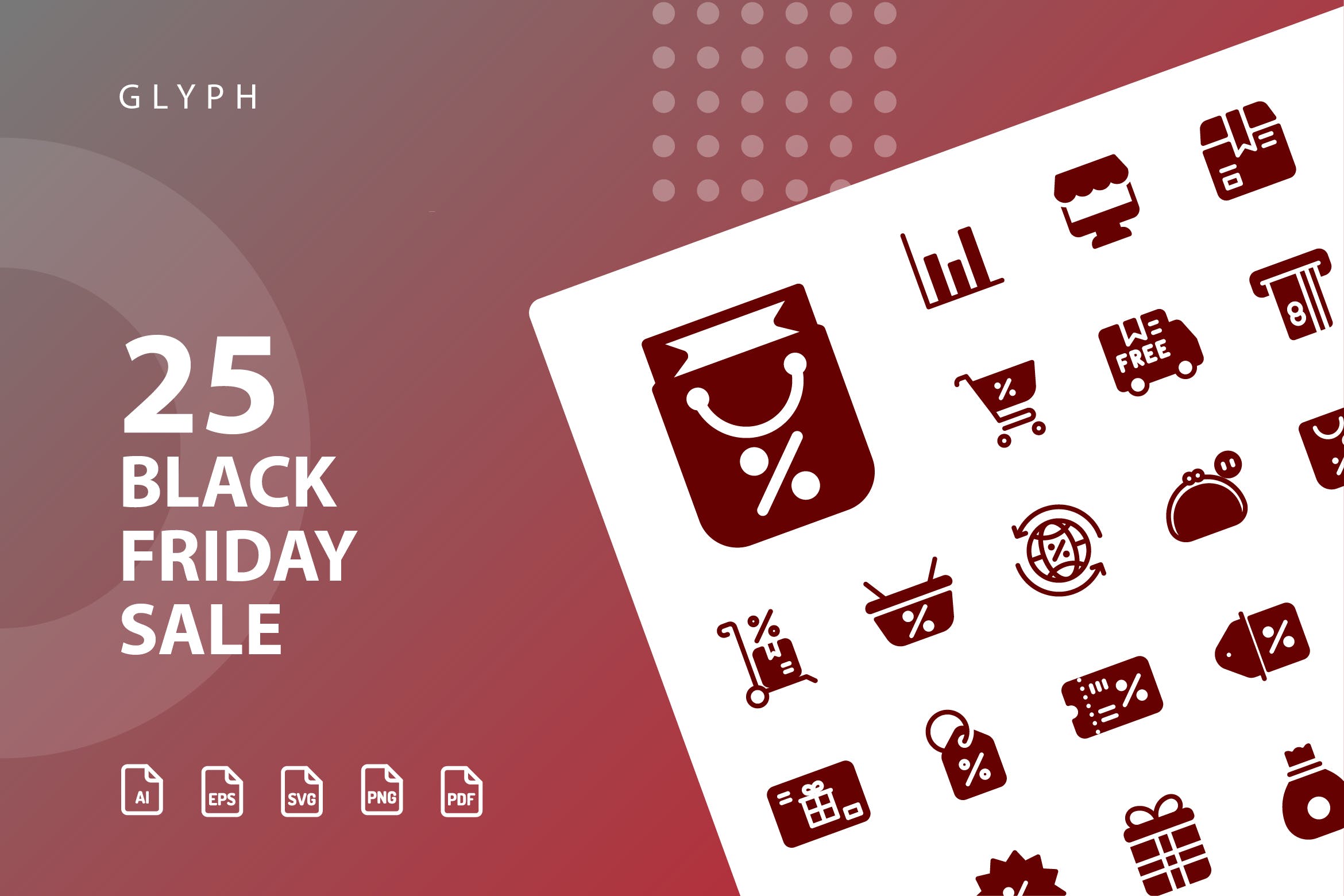 黒五海外电商购物节矢量图标素材 Black Friday Glyph插图