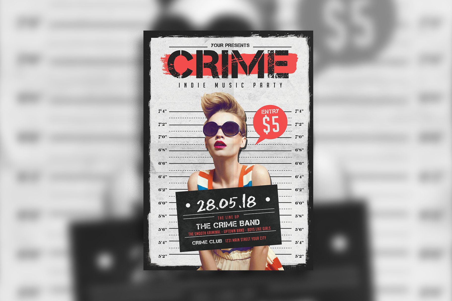 职场猎人人物背景海报设计模板 Indie Crime Poster/Flyer插图