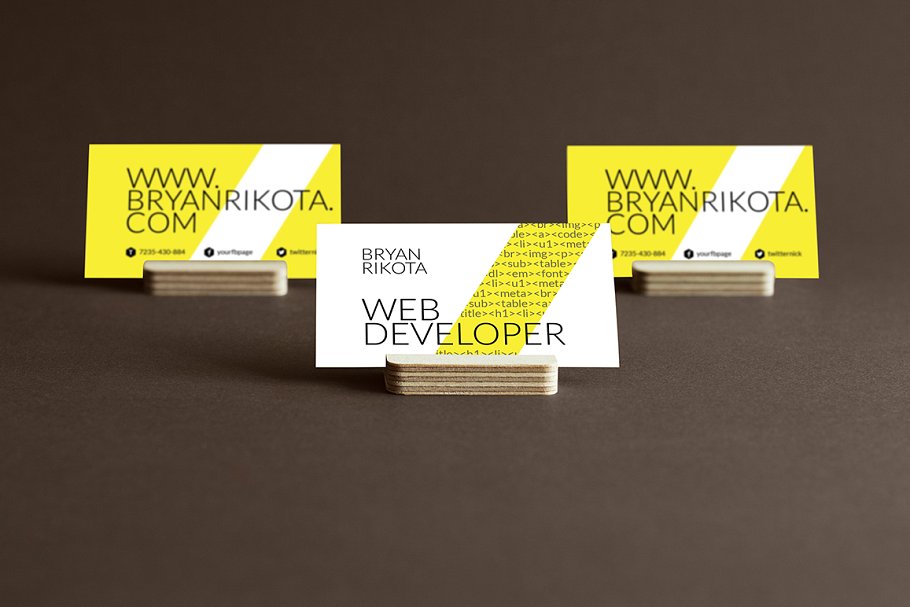 互联网前端开发人员-特色名片模板71  Web Developer – Business Card 71插图(4)