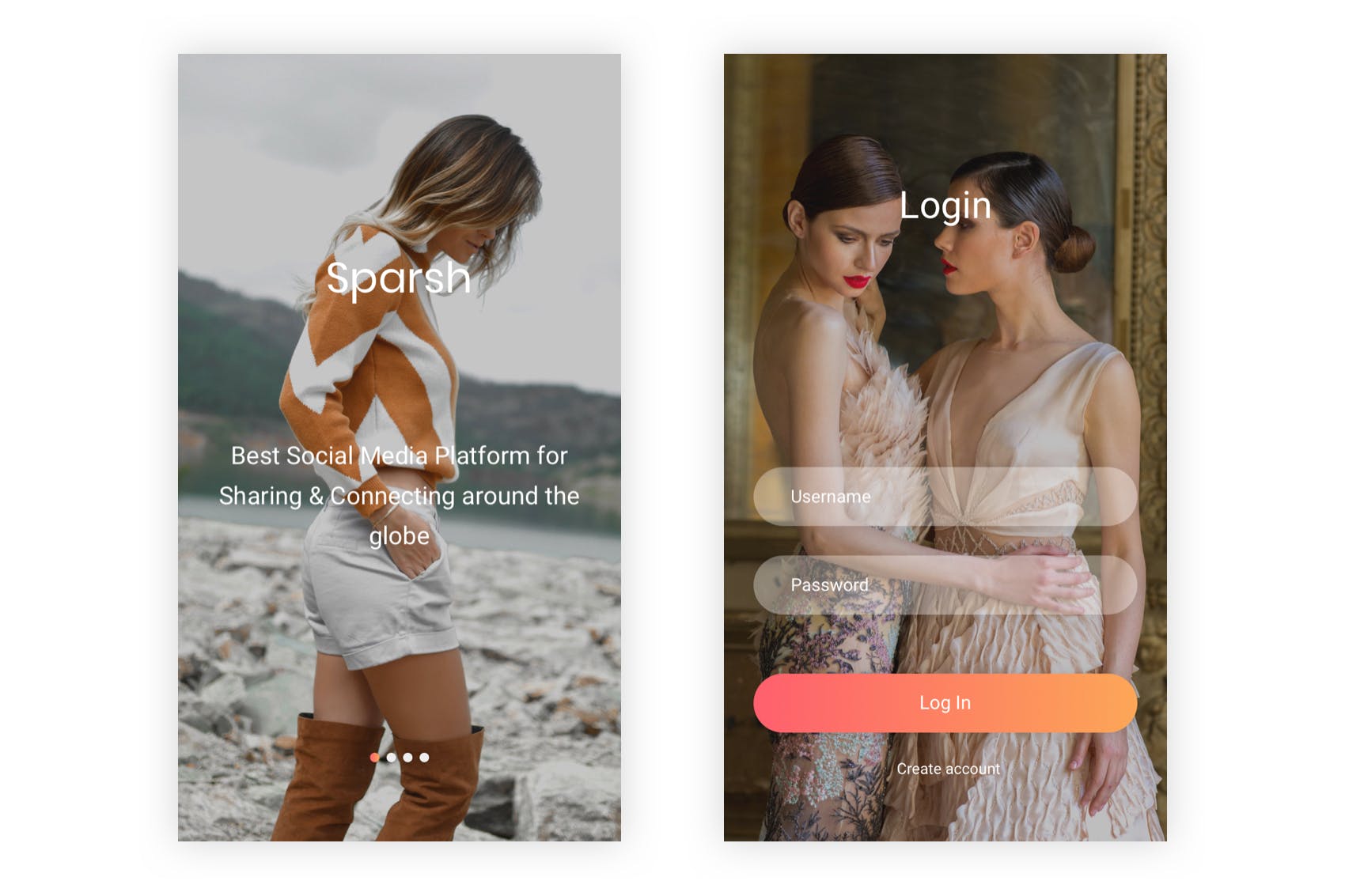 社交APP交友应用UI界面设计PSD模板 Sparsh – Social Media Mobile App for Photoshop插图(1)