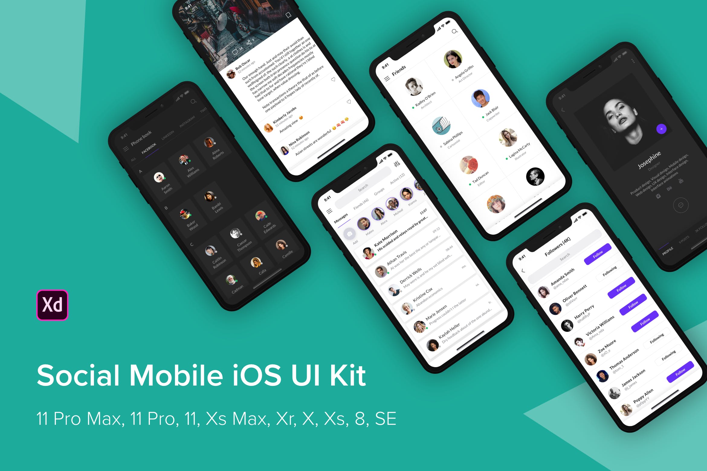 iOS平台社交媒体APP应用UI设计套件[for XD] Social Mobile iOS UI Kit (Adobe XD)插图