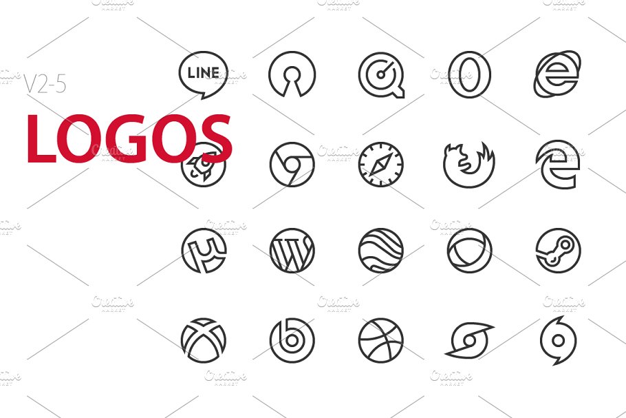 100款应用软件相关UI工具图标 100 Logos UI icons插图(1)