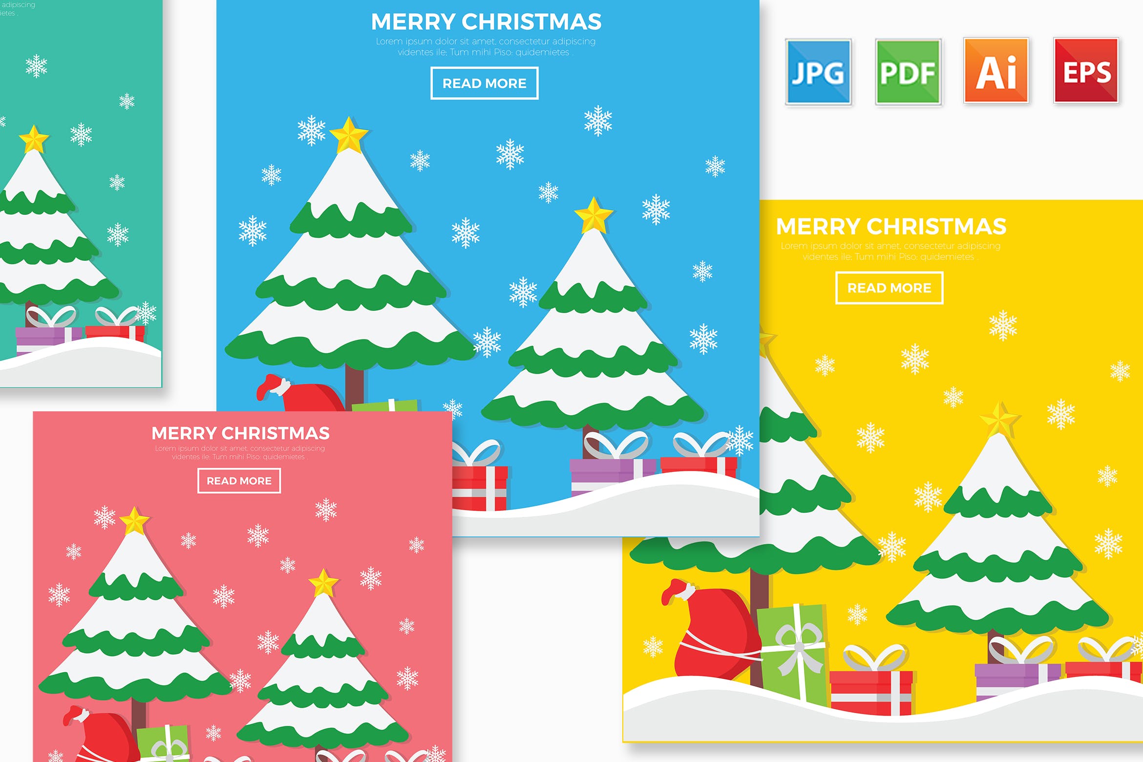 圣诞节元素圣诞树&雪花矢量设计素材 Merry Christmas design插图