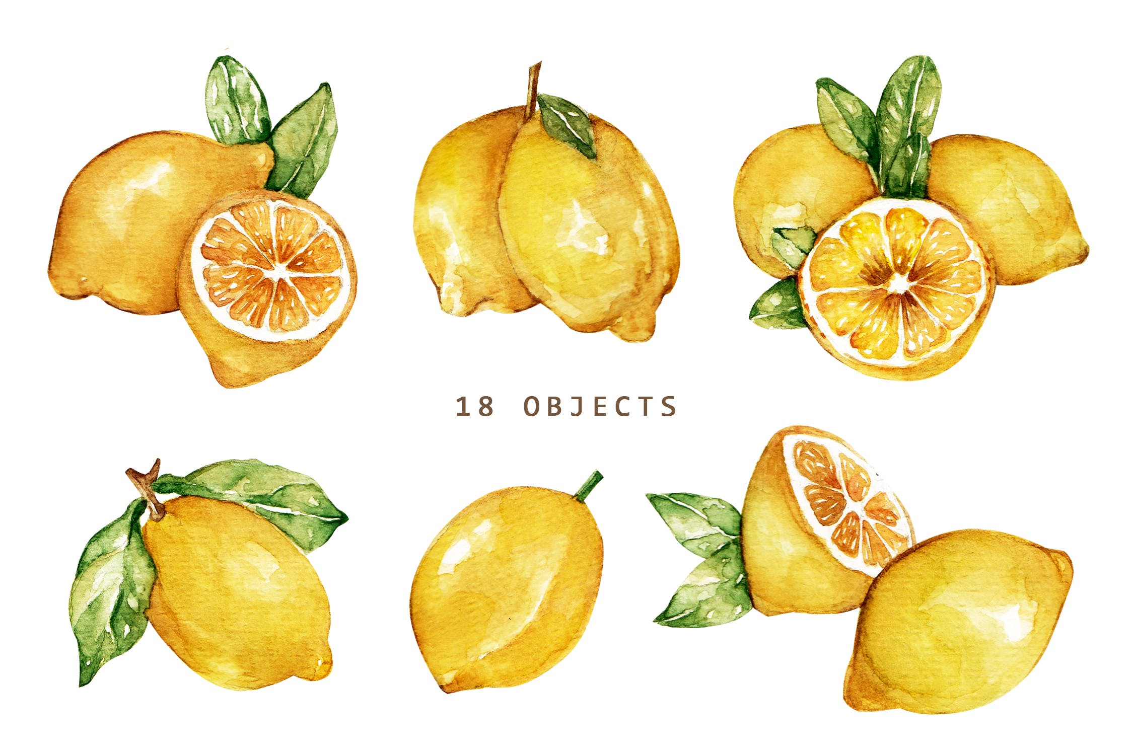 水彩柠檬手绘图案纹样背景素材 Lemonade Watercolor Set插图(5)