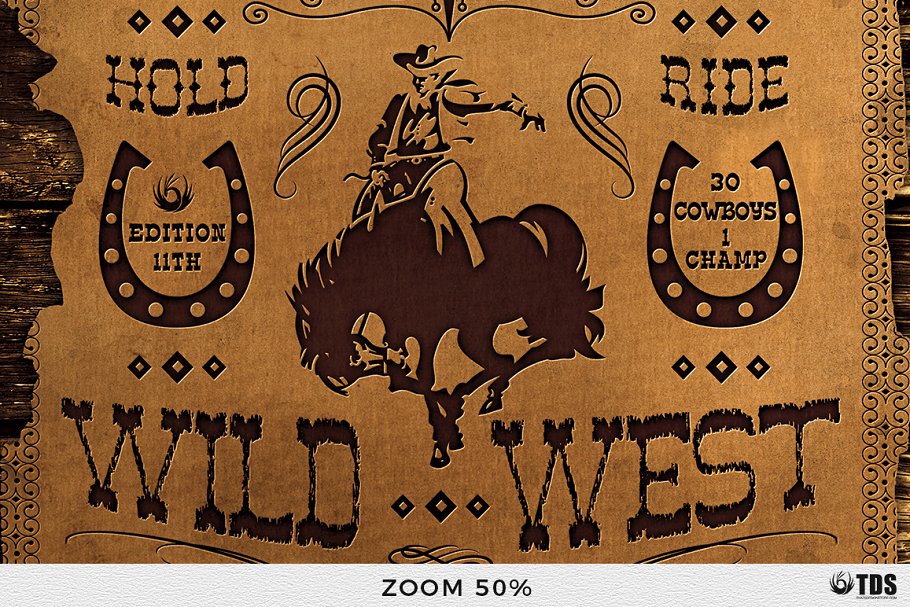 马戏团杂技活动海报宣传PSD模板V.2 Western Rodeo Flyer PSD V2插图(6)