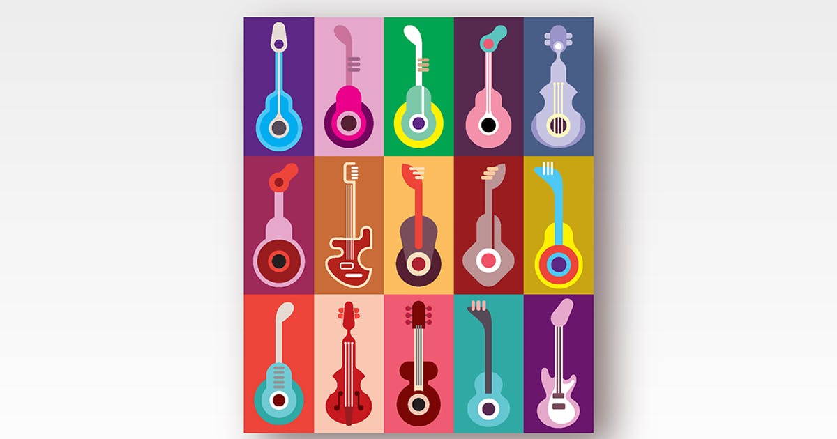 吉他手绘矢量图标素材 Guitar Icons Vector Design插图