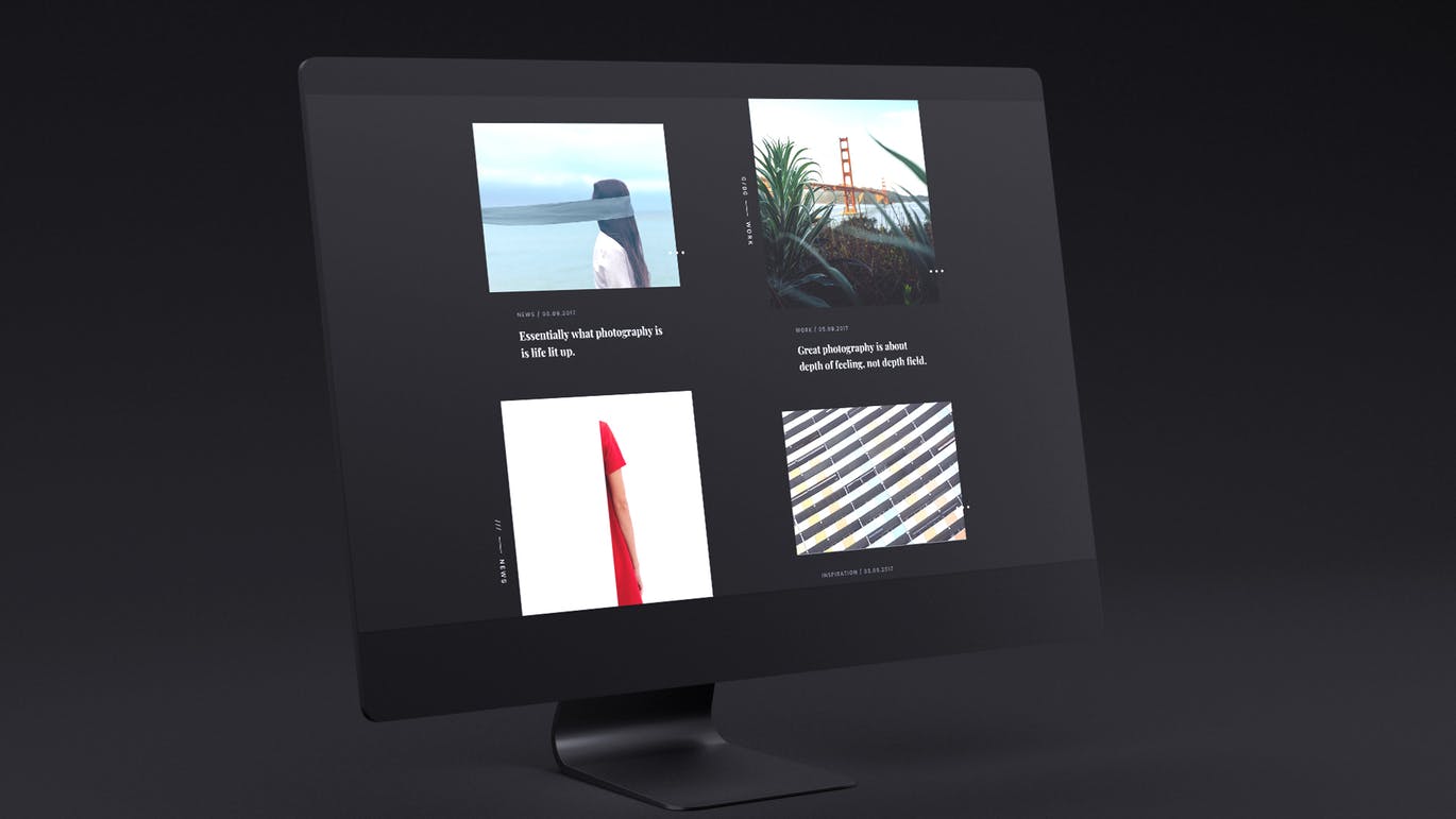 网站UI设计效果图预览黑色iMac电脑样机模板 Dark iMac Mockup插图6