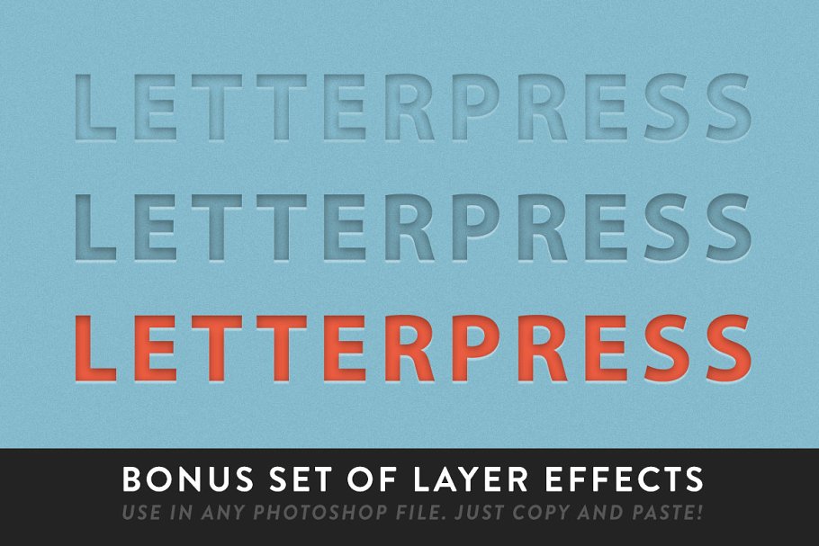 凸版印刷文本图层样式 RetroSupply LetterPress插图(4)