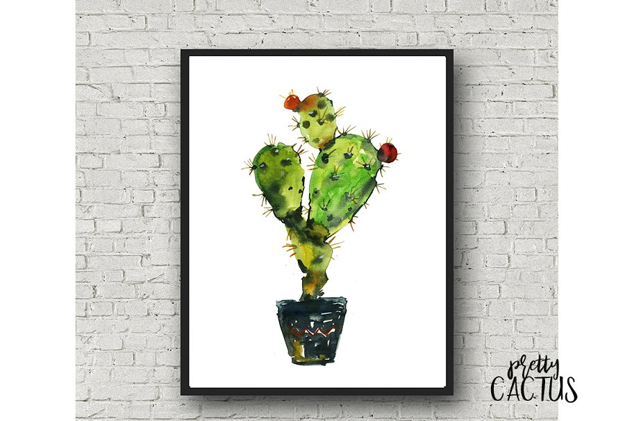 仙人掌水彩剪贴画 Pretty Cactus Watercolor Clipart Set插图8