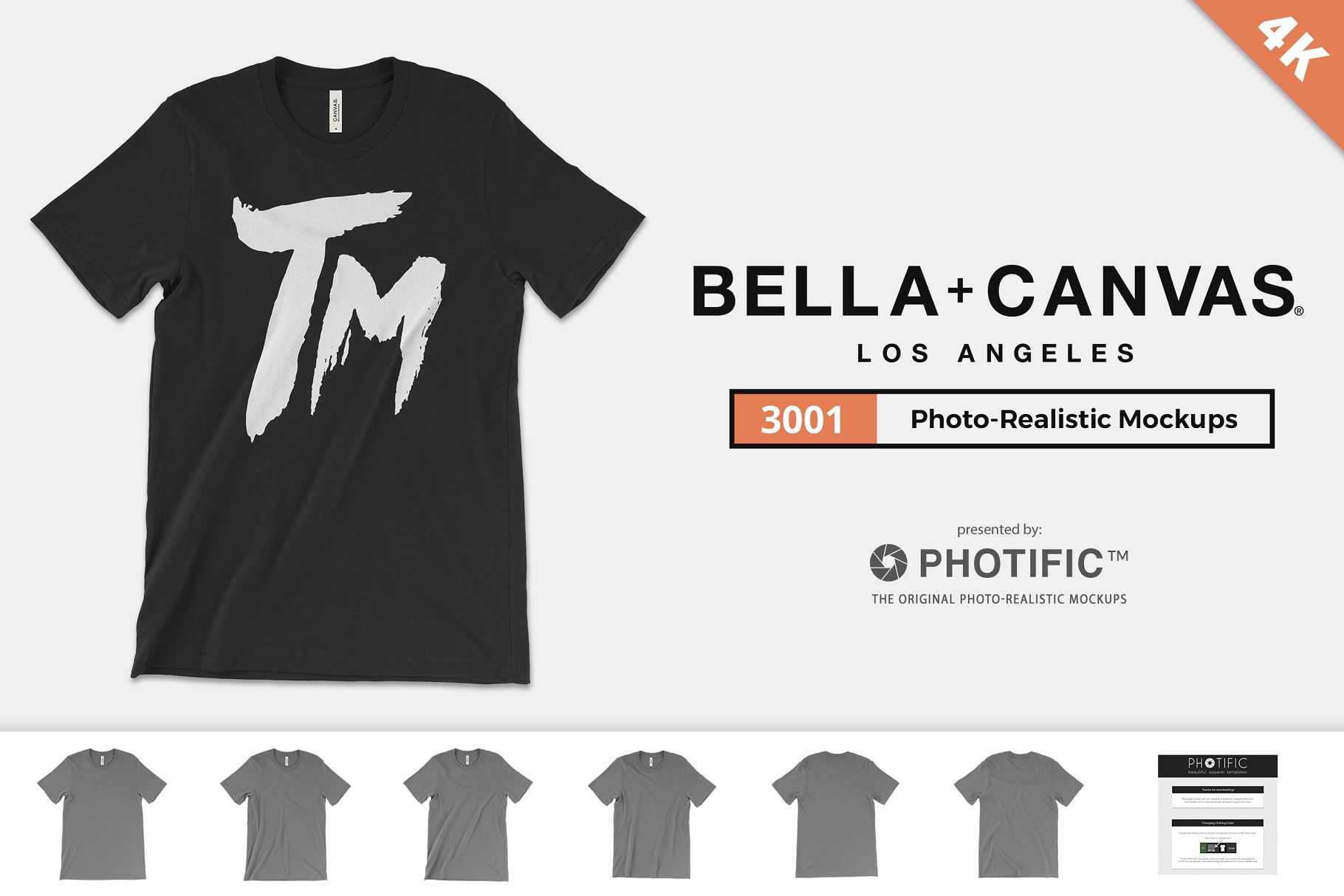 Bella Canvas 3001 T恤设计展示样机 Bella Canvas 3001 T-Shirt Mockups插图