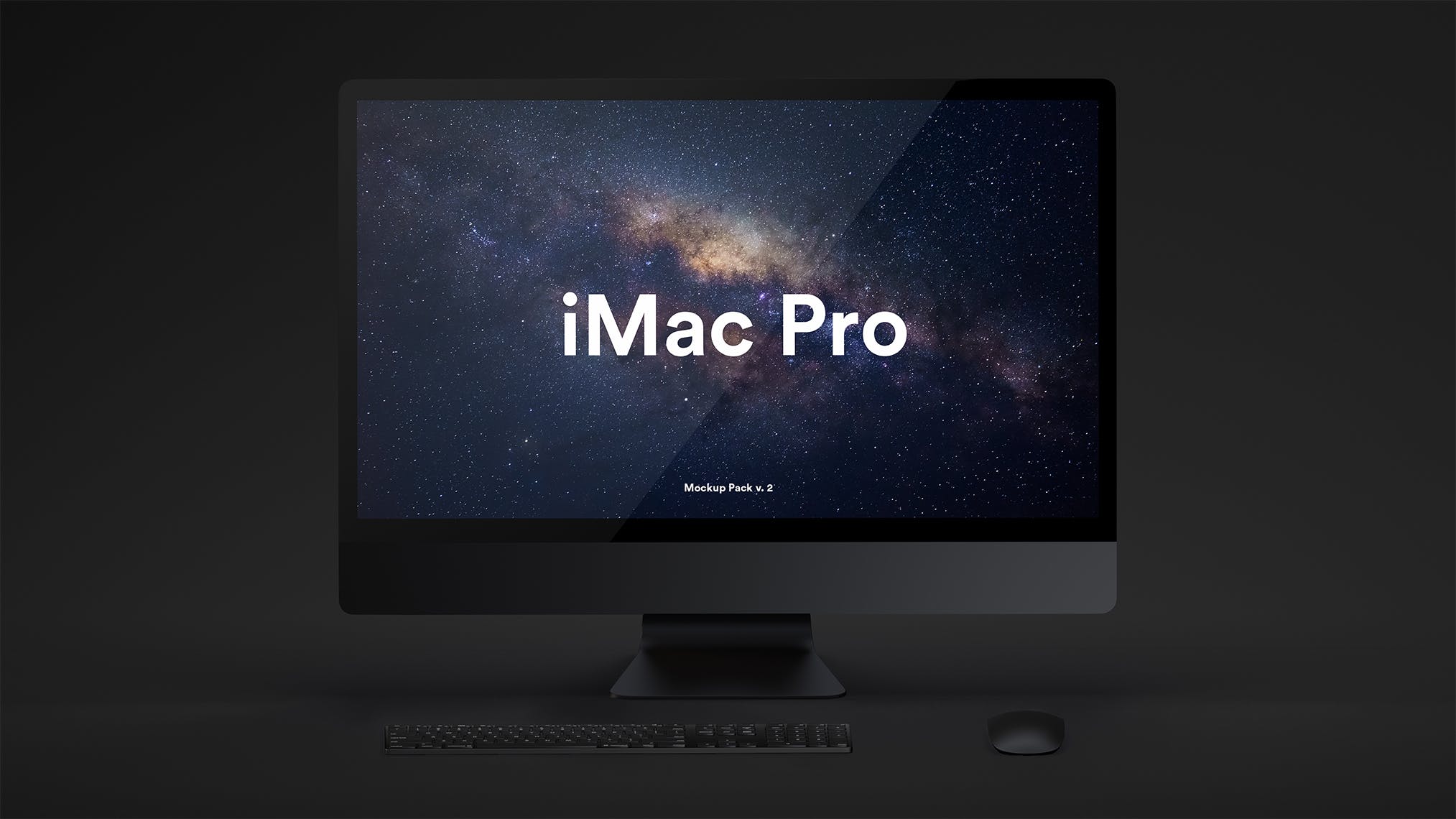 酷黑背景iMac Pro一体机电脑样机模板 Dark iMac Pro Mockup插图(1)