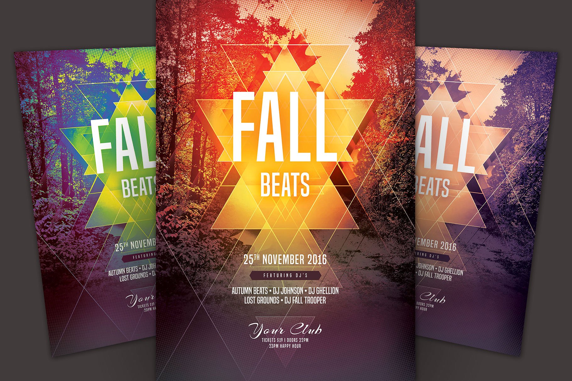 秋季主题风格传单模板 Fall Beats Flyer Template插图