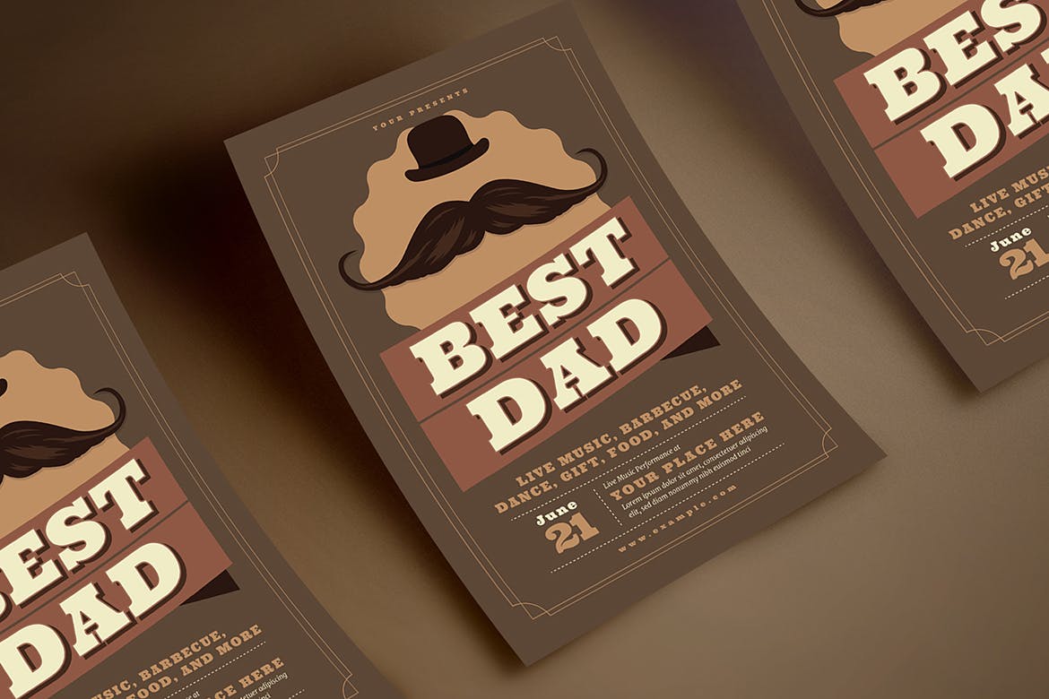 复古设计风格父亲节活动海报设计模板 Retro Father’s Day Flyer插图3