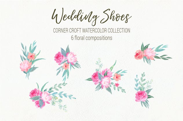 婚礼鞋水彩元素剪贴画合集 Watercolor Wedding Shoes Collection插图(3)