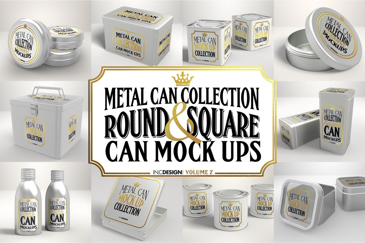 金属盒子瓶罐包装样机v2 Vol. 2 Metal Can Mockup Collection插图