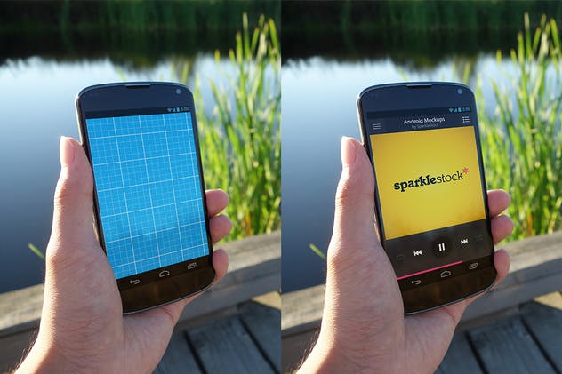 真实场景的手持安卓手机设备样机 12 Realistic Android Mockups插图(1)