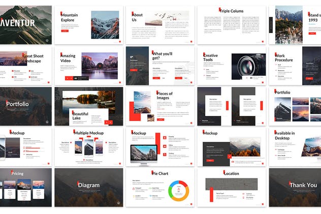 多用途现代设计风格幻灯片设计模板 Aventur – Powerpoint Presentation Template插图(1)