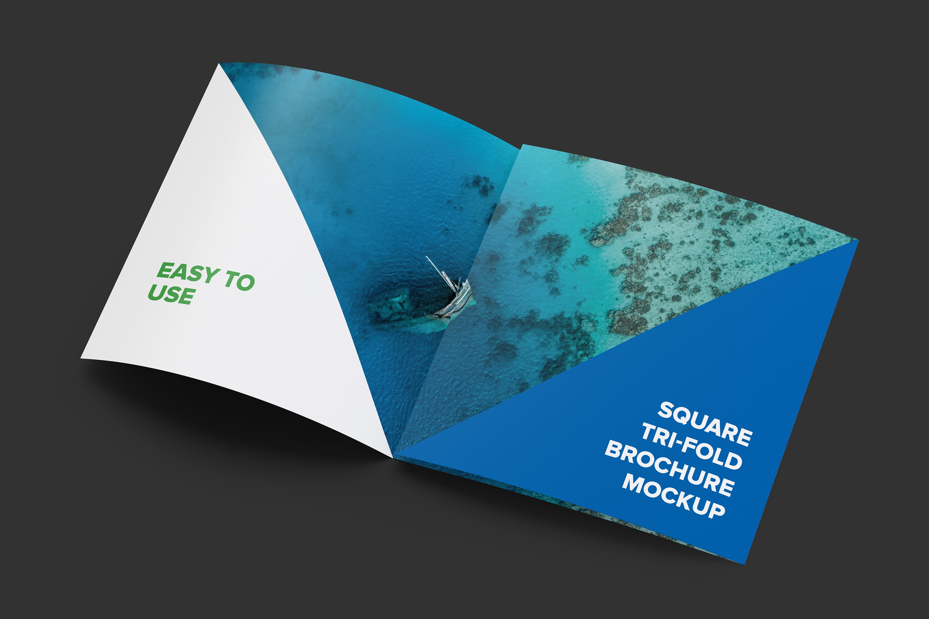 方形三折小册子传单设计样机模板04 Square Tri-Fold Brochure Mockup 04插图(2)