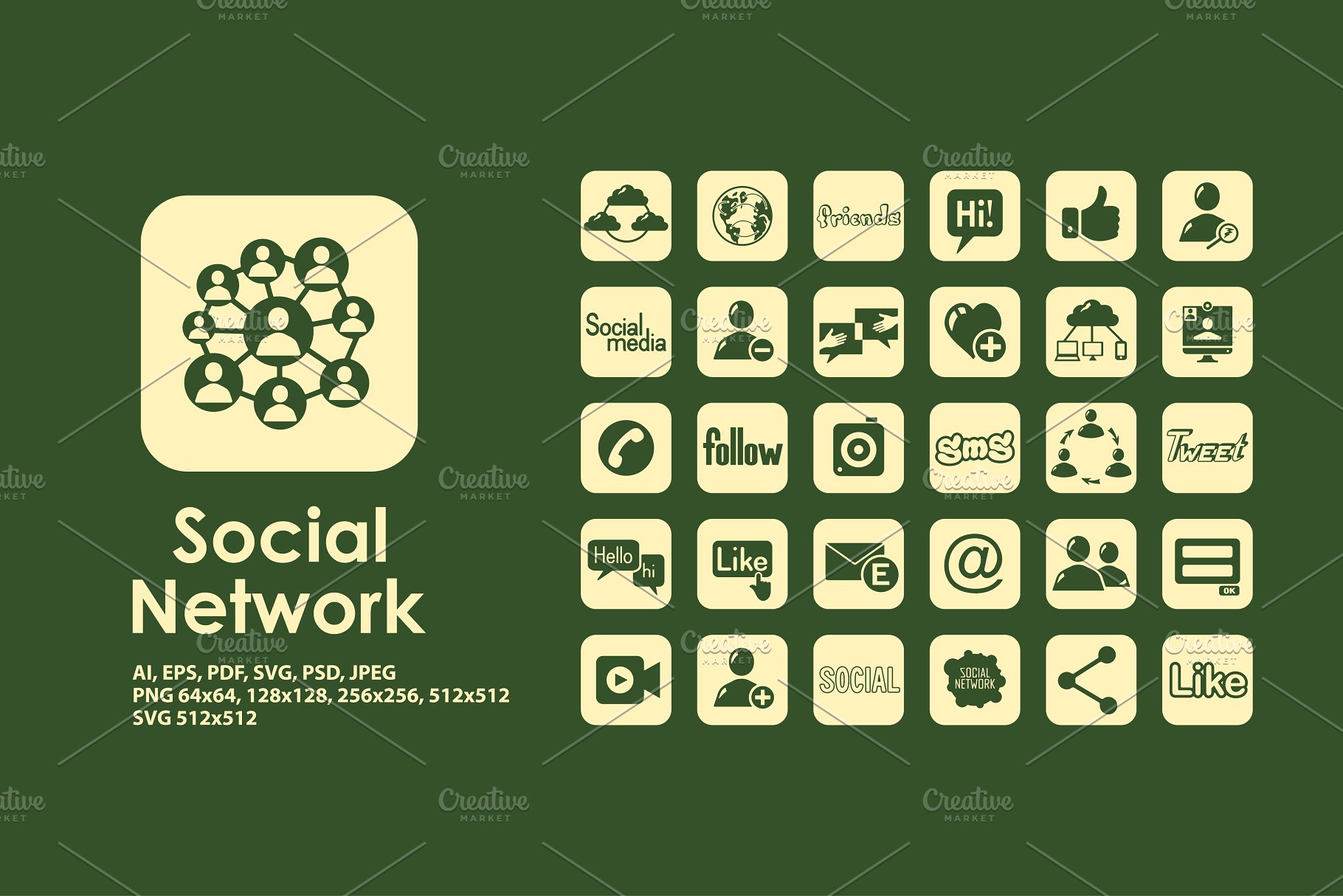 简洁网络社交应用图标  Social network icons插图1