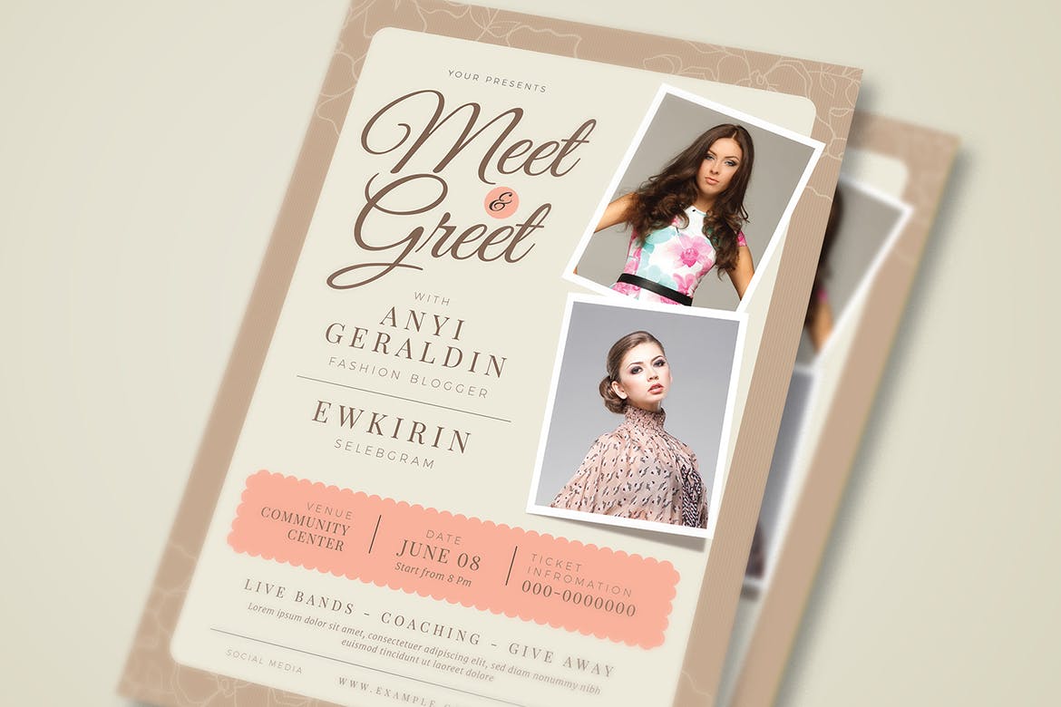 明星见面会/人物演讲座谈活动海报设计模板 Meet & Greet Flyer插图(2)