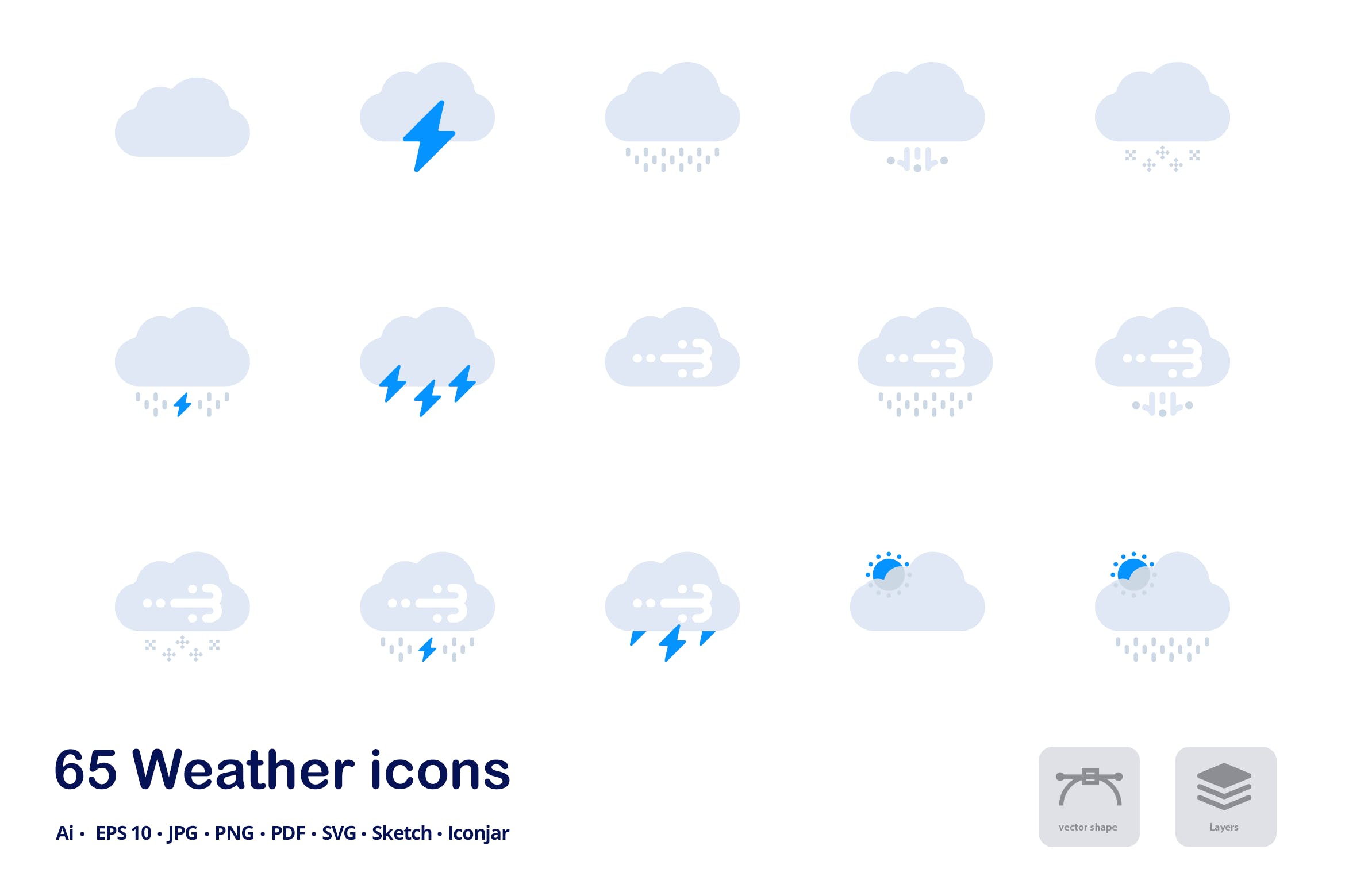 天气预报双色调扁平化矢量图标 Weather Forecast Accent Duo Tone Flat Icons插图
