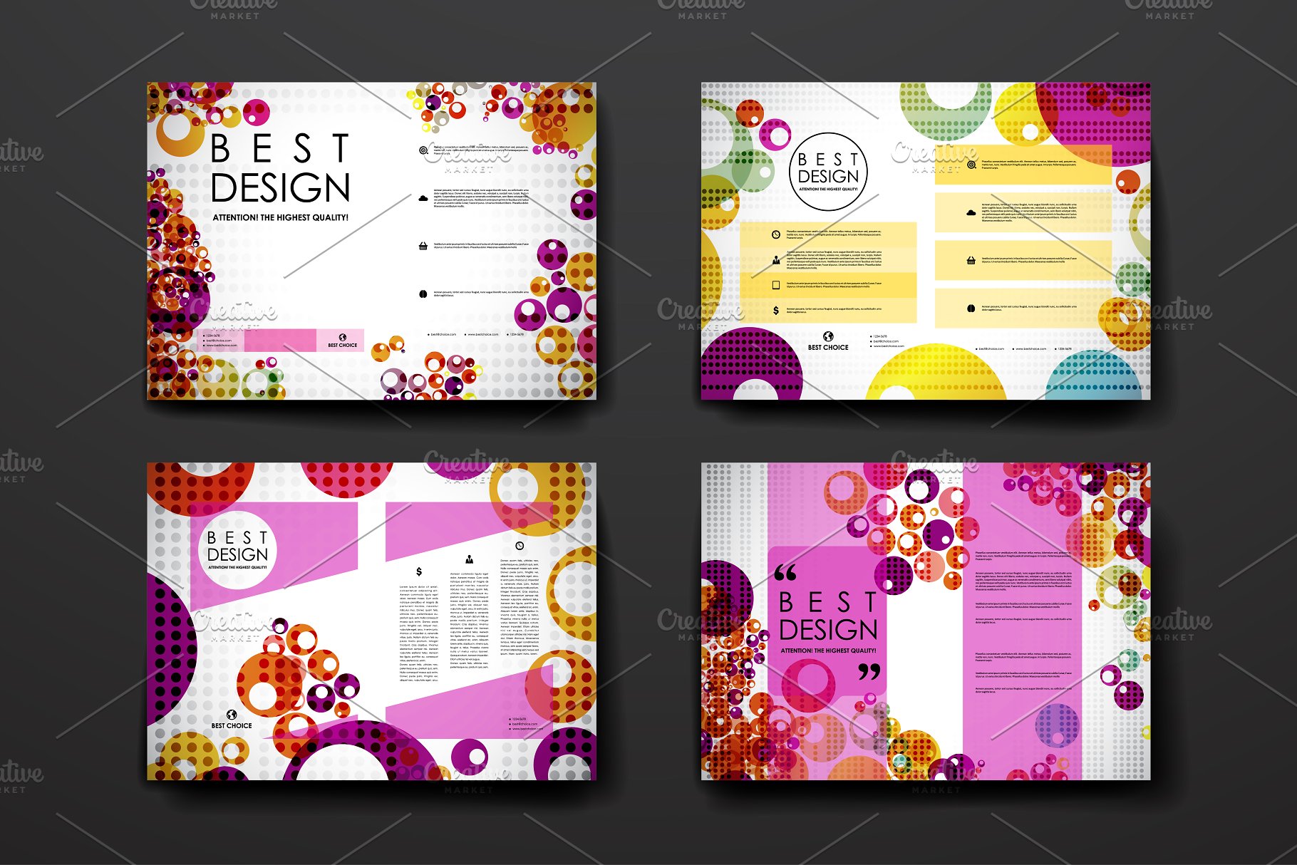 多彩抽象几何杂志画册模板 Colourful brochure templates插图3