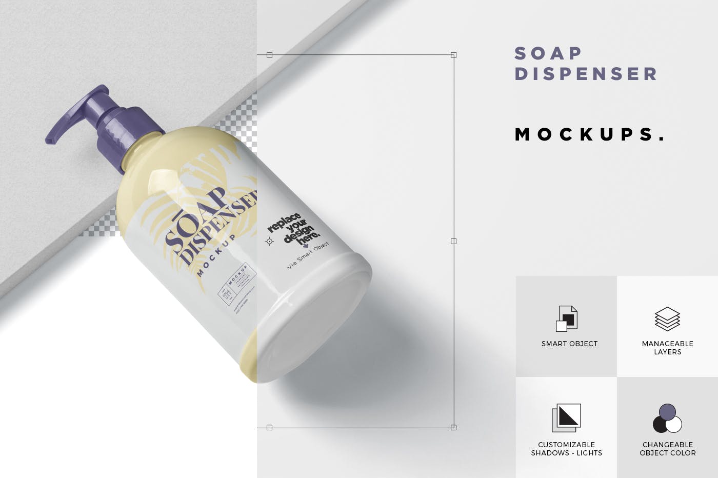 沐浴露洗发水按压瓶外观设计样机模板 Soap Dispenser Mockup – Big Size插图(5)
