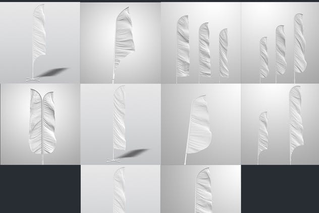 3D羽毛旗帜展示样机模板 3D Flags Feather / Bow / Sail Flag Mockup插图(8)