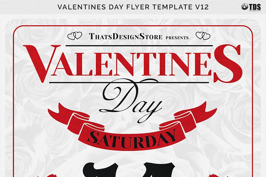 浪漫情人节传单PSD模板v12 Valentines Day Flyer PSD V12插图(7)
