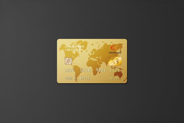 高端亮金风格银行信用卡样机 Golden Credit Card Mockup插图(3)