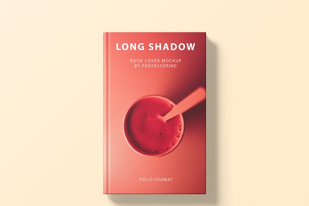 红色精装封面书本印刷品样机 Long Shadow Book Cover Mockup插图(8)