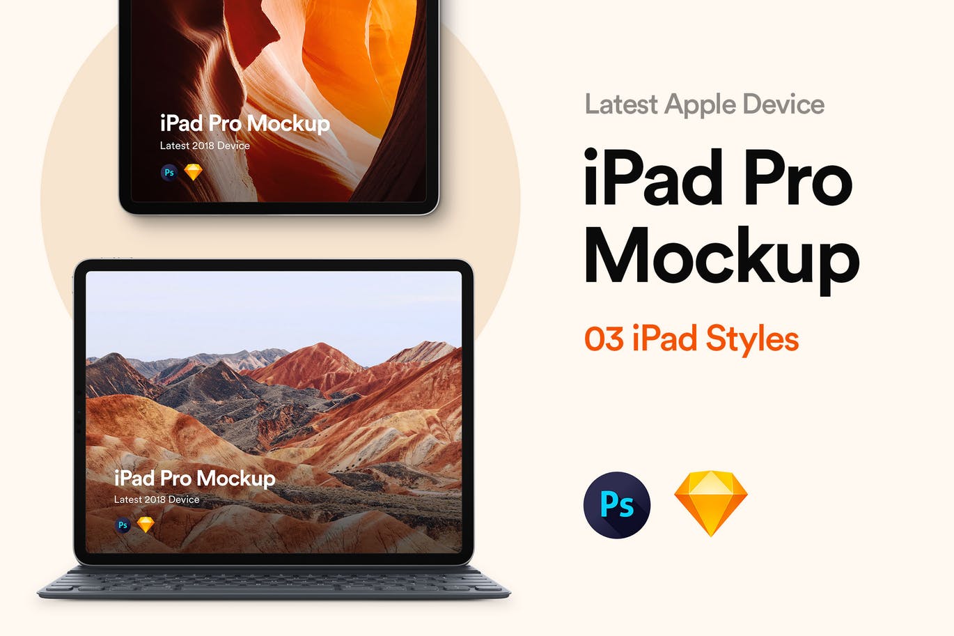 带便携蓝牙键盘iPad Pro平板电脑样机模板 iPad Pro 2018 Mockup插图