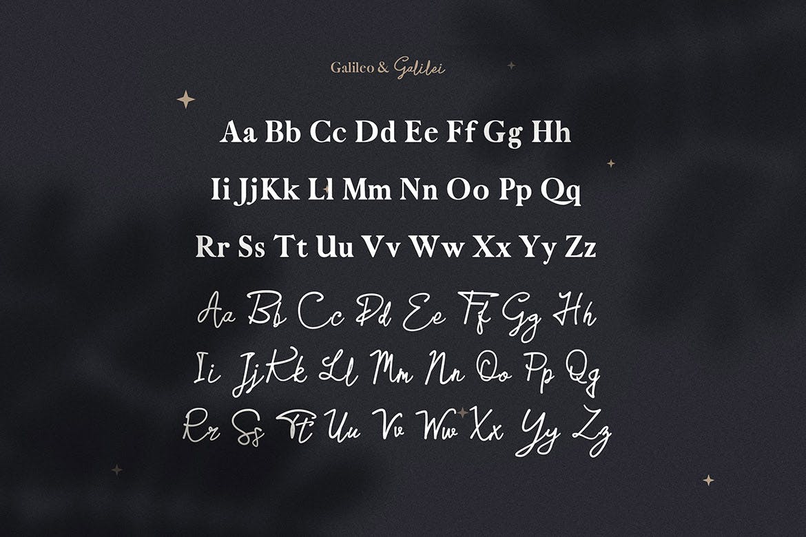 无衬线英文字体&钢笔书法英文字体下载 Galileo Galilei – Serif & Script Duo插图8