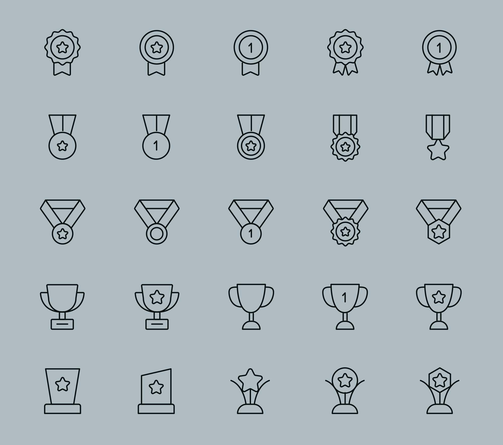 25枚奖章奖杯矢量图标素材 25 Vector Reward Icons插图(2)