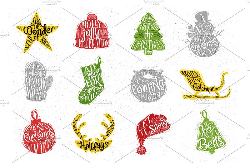 圣诞节饰物剪影矢量图形 Christmas silhouettes插图(3)