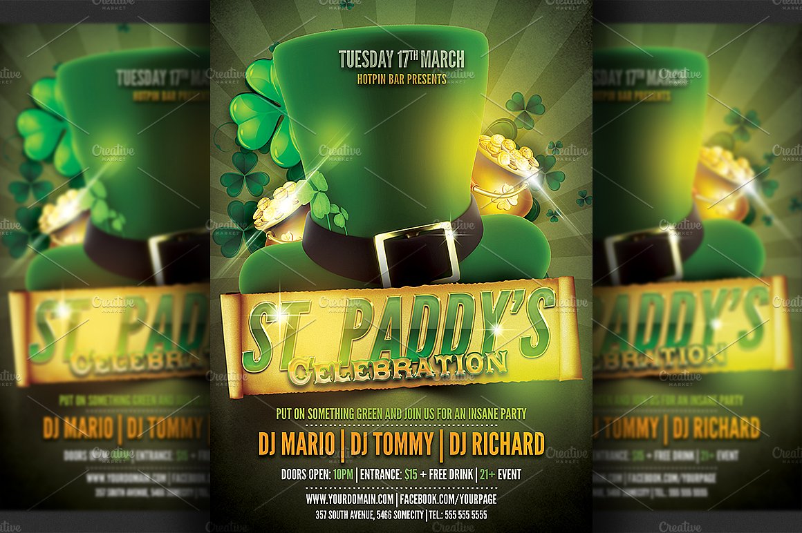 酒吧活动或夜总会派对传单模板  Saint Patrick\\\\’s Party Flyer Template插图