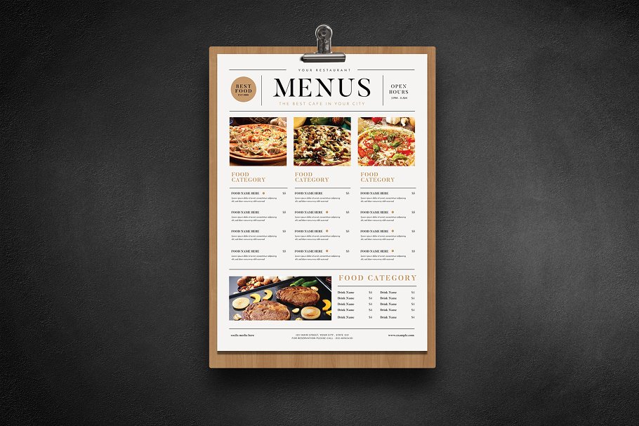 简约风西餐馆菜谱菜单模板设计素材 Simple Food Menu插图(4)