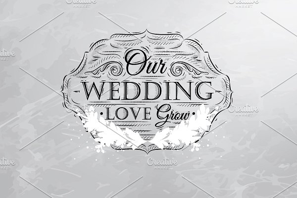 婚礼活动粉笔字祝语插画 Wedding lettering插图(1)