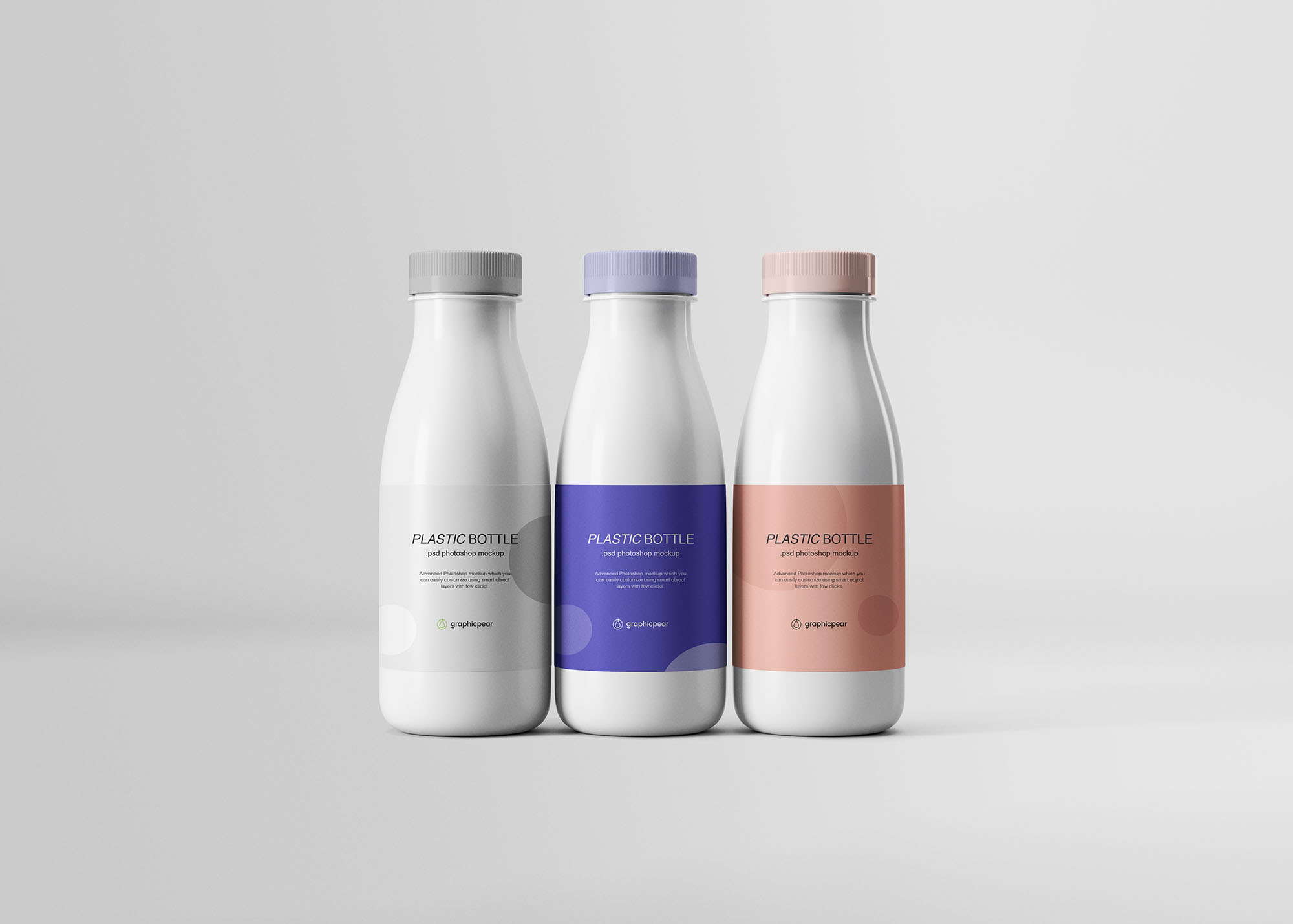 牛奶＆饮料塑料瓶外观设计样机模板 Plastic Bottles Mockup插图