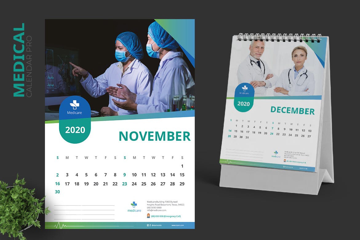 2020年医药医疗机构定制设计活页台历设计模板 2020 Clean Medical / Hospital Calendar Pro插图(6)