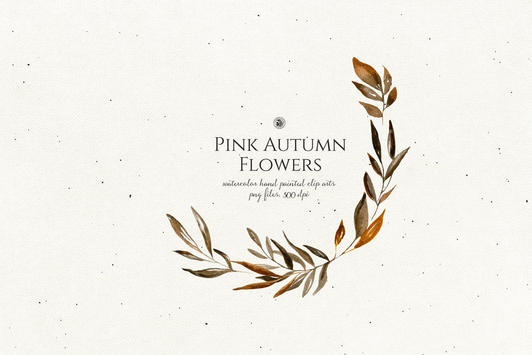 秋天粉色手绘花卉插画PNG素材v2 Pink Autumn Flowers vol.2插图1