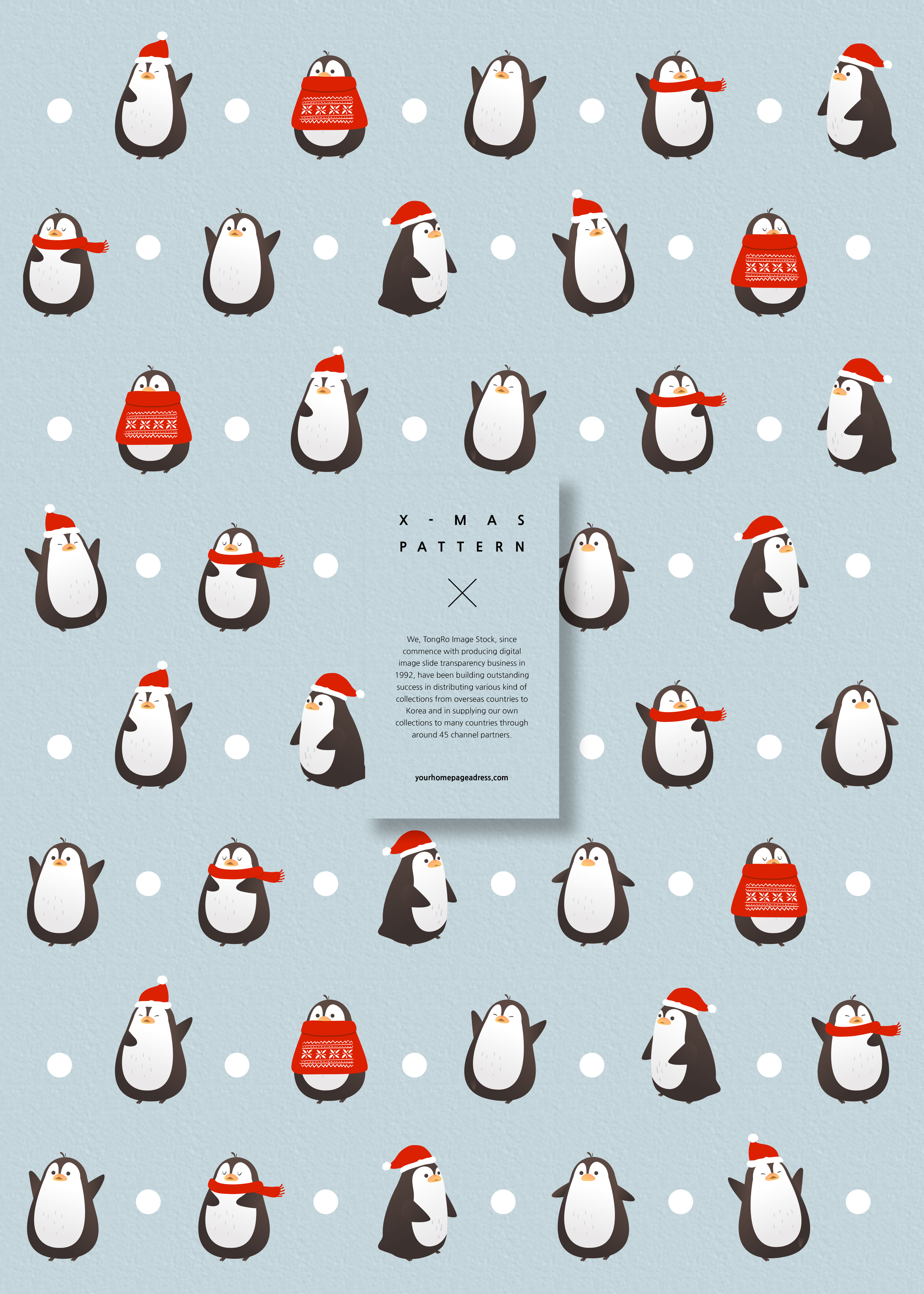 可爱的小企鹅圣诞主题元素图案素材插图