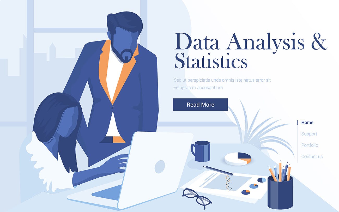 数据统计分析扁平化现代设计概念插画 Flat Modern design Illustration of Data Analysis插图(1)
