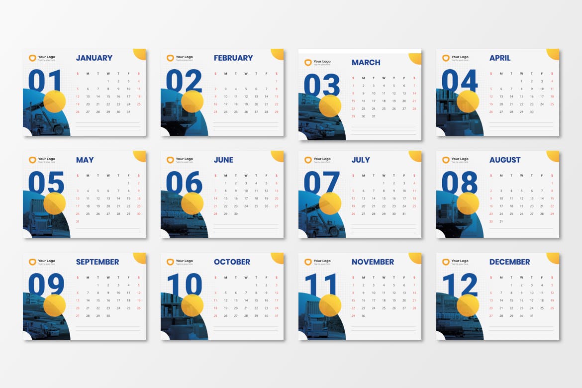 物流企业定制2020年活页日历表设计模板 Calendar 2020插图4