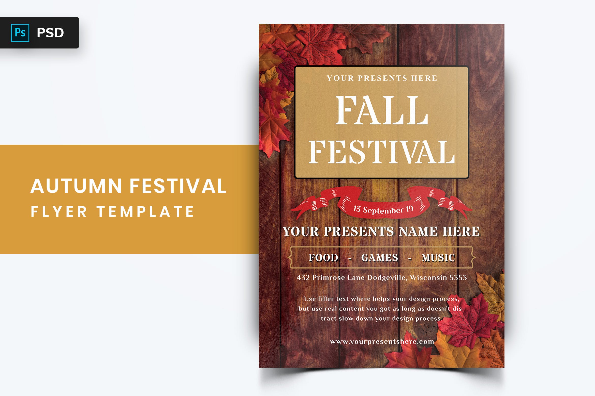 复古优雅秋季节日庆祝活动海报传单设计模板 Autumn Festival Flyer-06插图