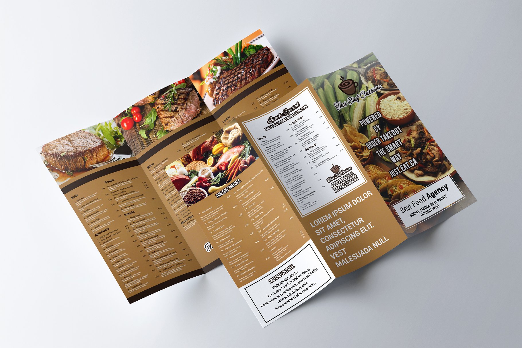 餐厅饭馆三折页菜单模板 Restaurant Menu Tri-fold Brochure插图(3)