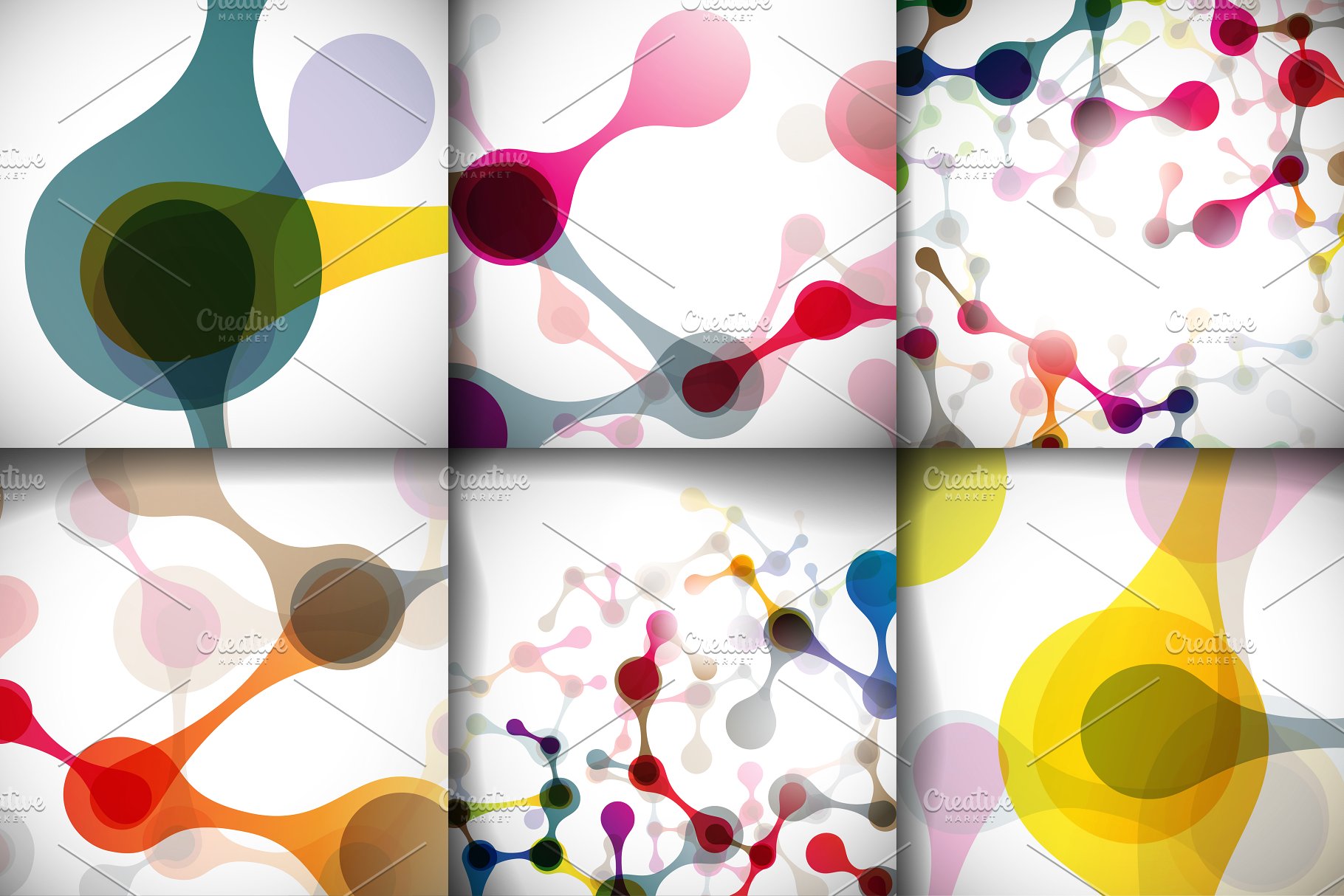 分子结构抽象图形背景纹理 Big set with molecular backgrounds.插图