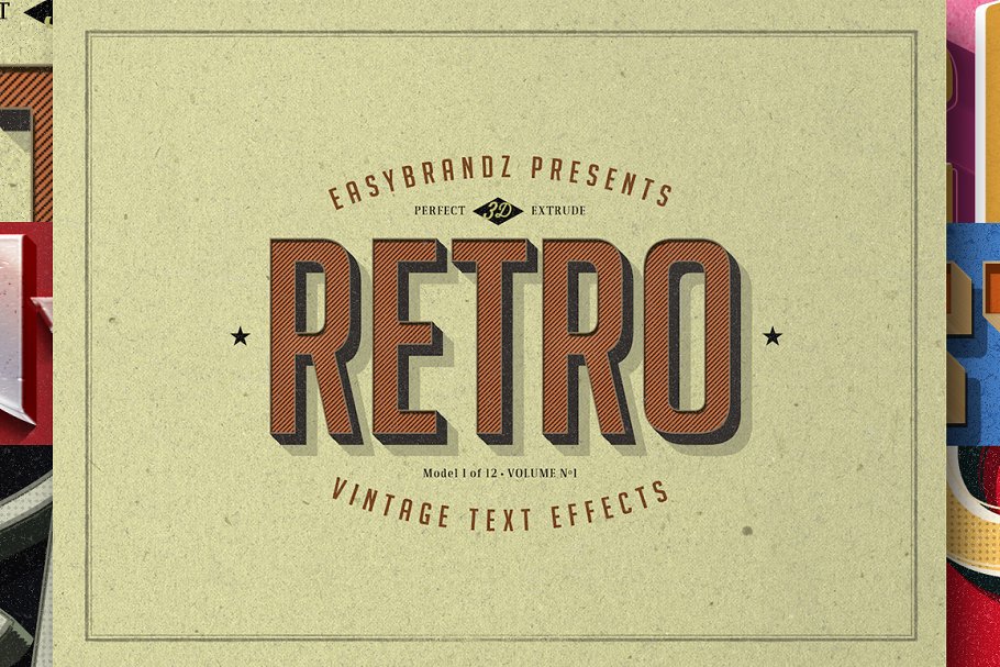 12款复古文本图层样式v1 Retro Text Effects Vol.01插图(10)