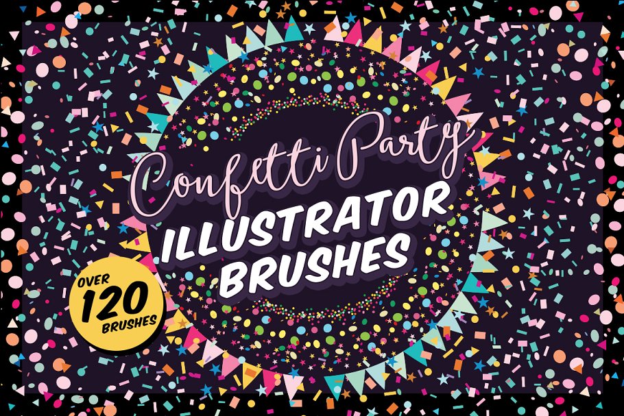 彩绘派对画笔AI笔刷 Confetti Party Illustrator Brushes插图