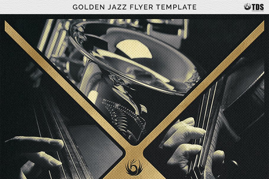 金色爵士音乐活动传单PSD模板 Golden Jazz Flyer PSD插图(7)